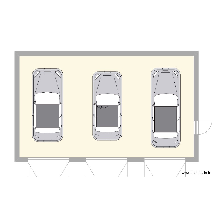 garge. Plan de 1 pièce et 62 m2