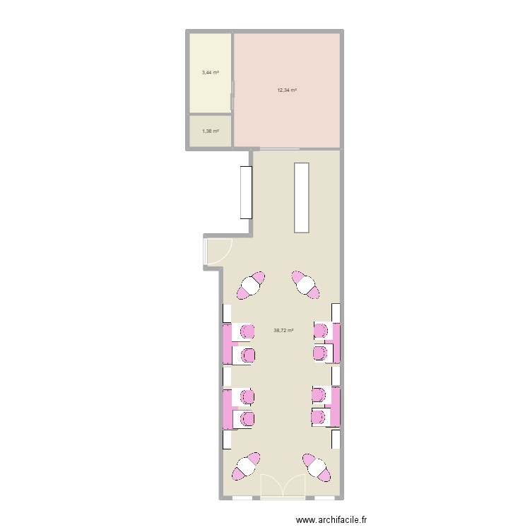 salon thé chastel. Plan de 4 pièces et 56 m2