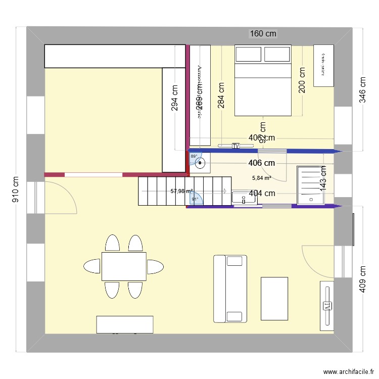 Plan rdc palinges. Plan de 2 pièces et 64 m2