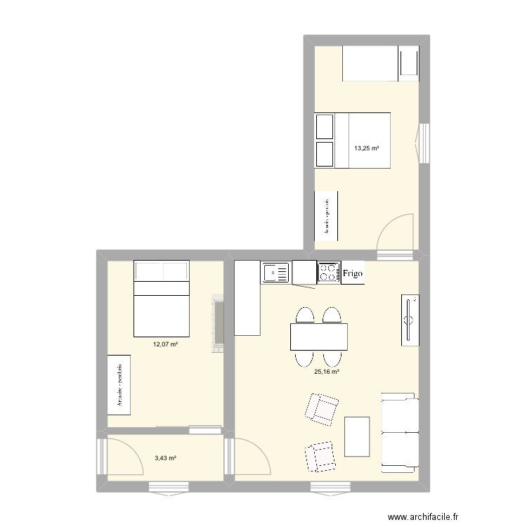 Les Rousses 2. Plan de 4 pièces et 54 m2