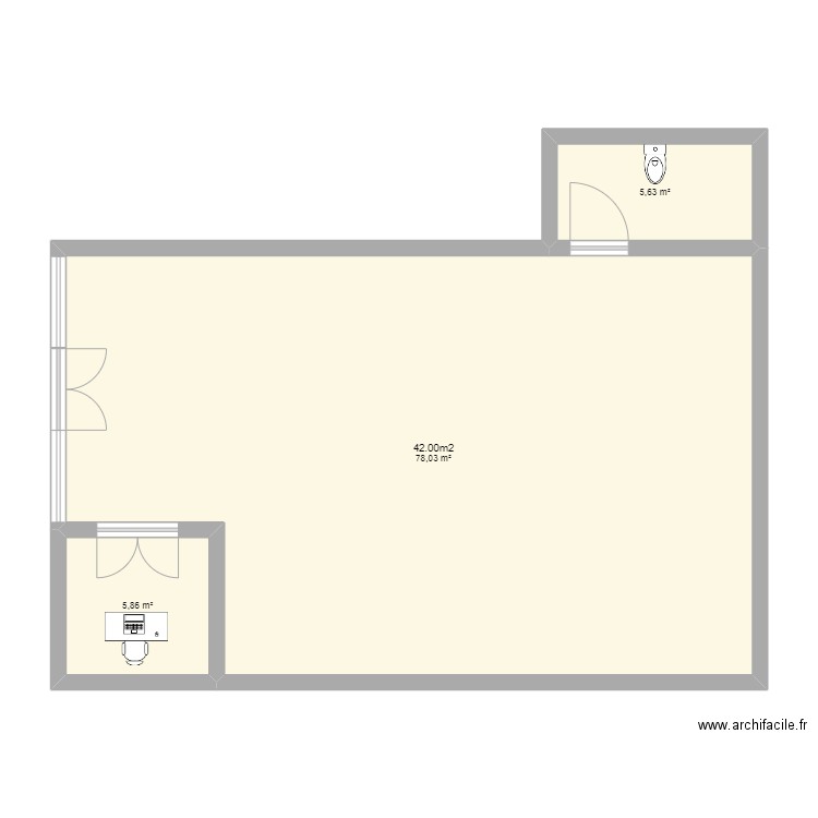 Bourg. Plan de 3 pièces et 90 m2