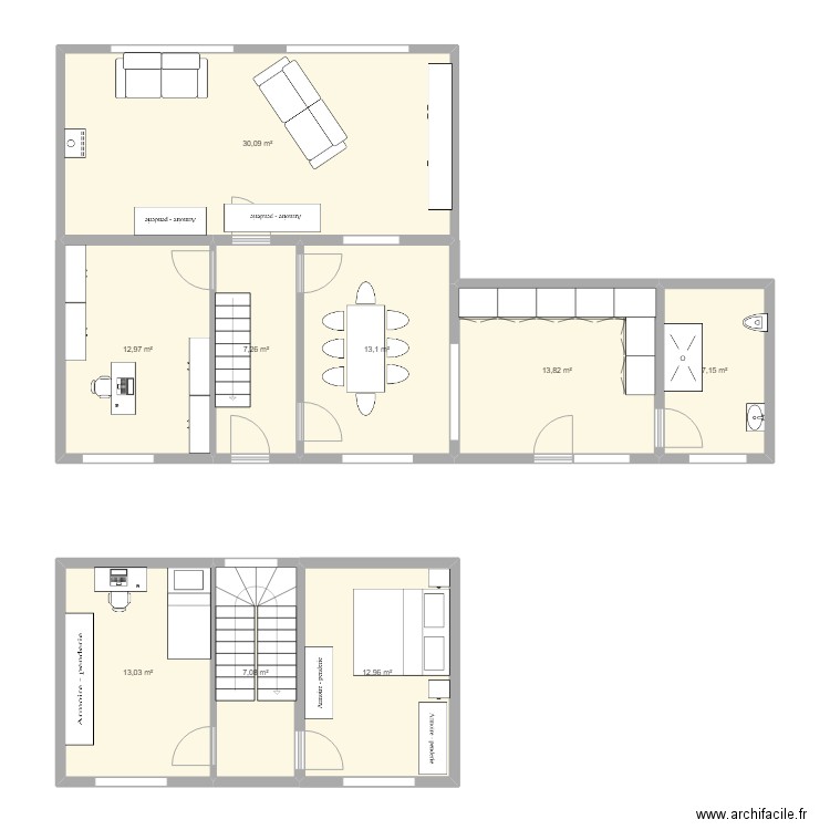 Henri-Chapelle. Plan de 9 pièces et 117 m2