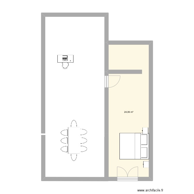 Plan 3. Plan de 1 pièce et 24 m2