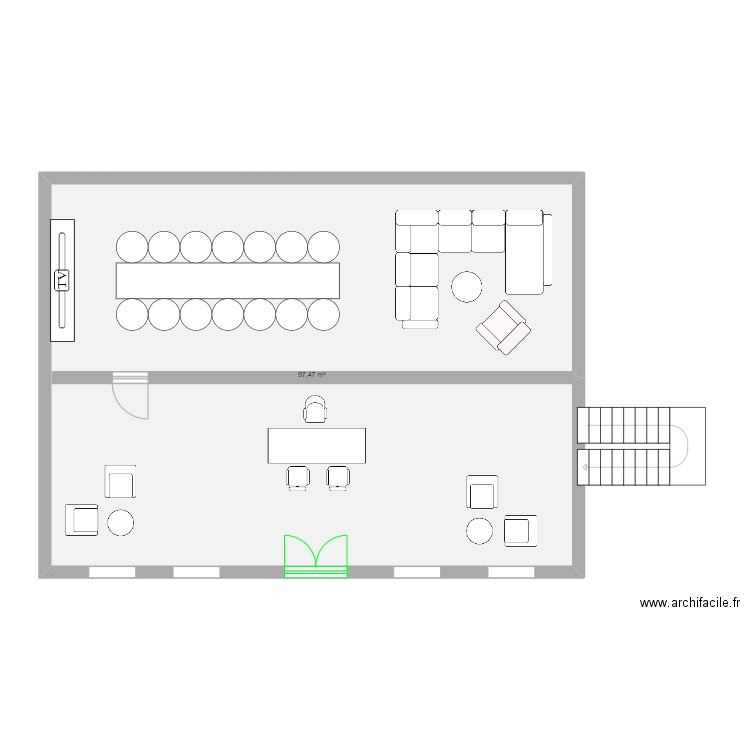 RDC Agence. Plan de 1 pièce et 97 m2