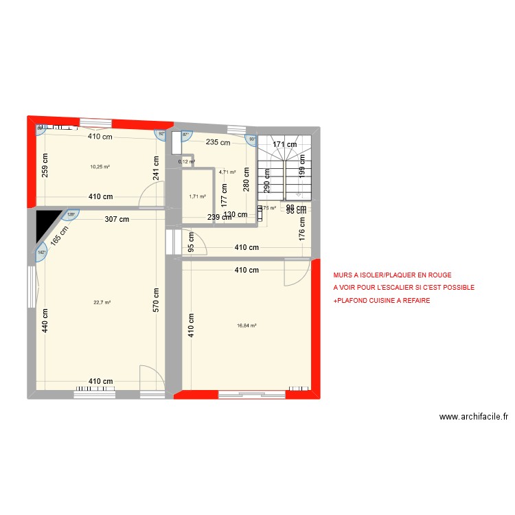 1er ETAGE PROJET. Plan de 8 pièces et 66 m2