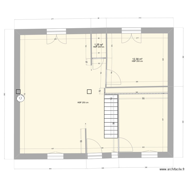 MAISON BOUZOU. Plan de 3 pièces et 66 m2