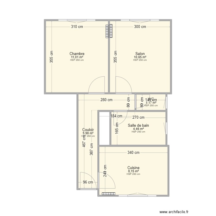 jules guesde. Plan de 6 pièces et 41 m2