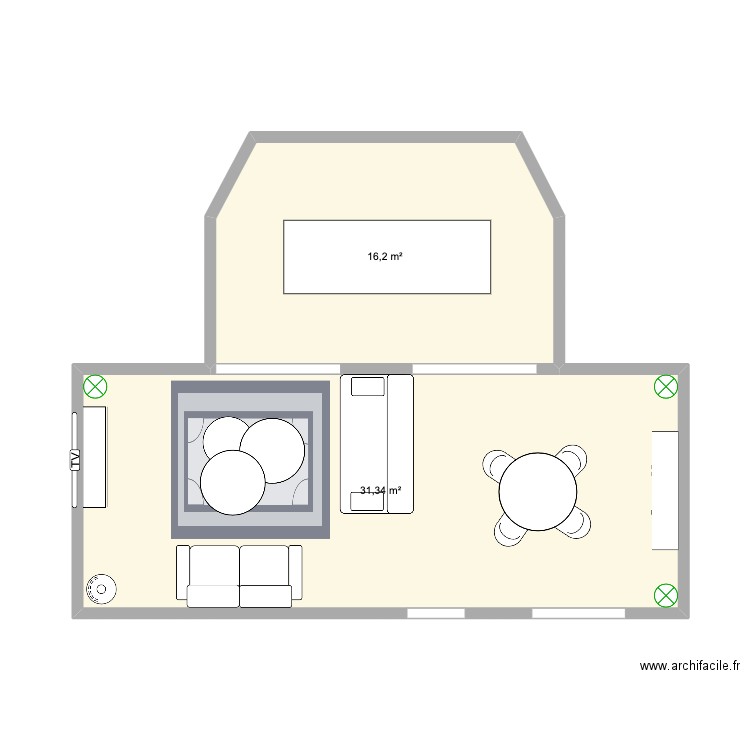 Maison gétigné. Plan de 2 pièces et 48 m2