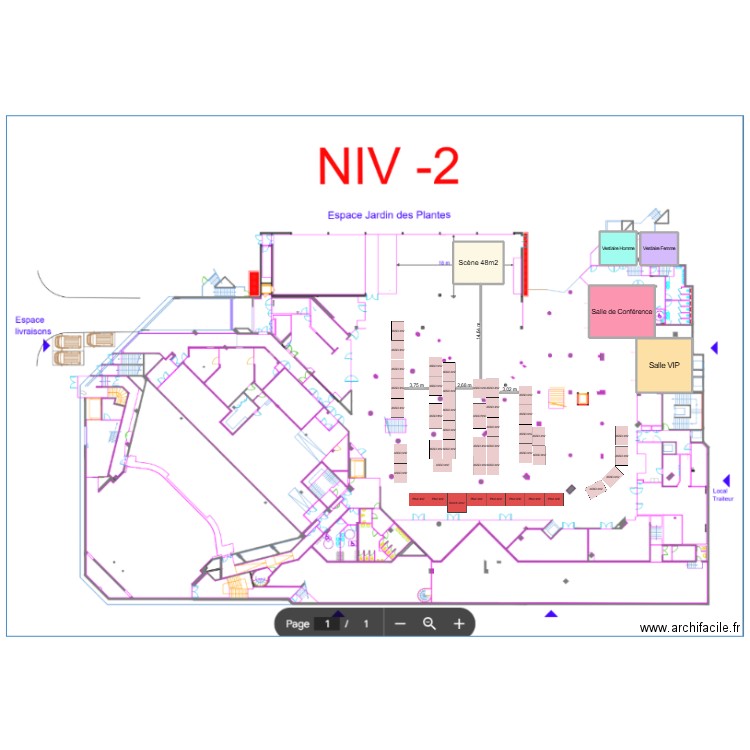 Salon Danse 2025 - Niv -2. Plan de 5 pièces et 262 m2