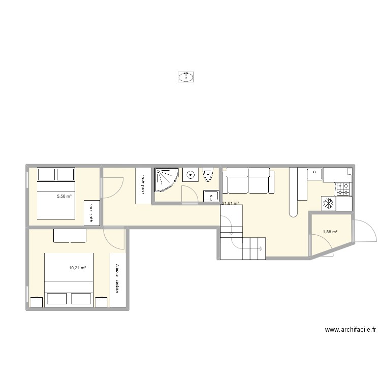 plan 02. Plan de 4 pièces et 39 m2