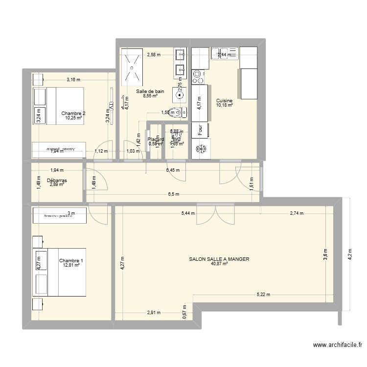 Tomblaine appart Ayyildiz. Plan de 8 pièces et 87 m2