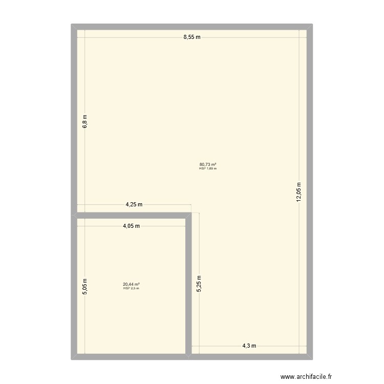 plan +++. Plan de 2 pièces et 101 m2