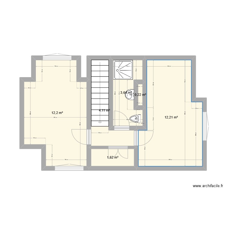 Carpiquet - 13 Route de Bayeux - Etage Projet. Plan de 6 pièces et 34 m2