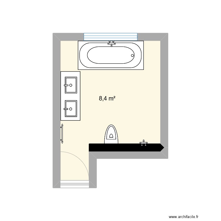 Salle de bain. Plan de 1 pièce et 8 m2