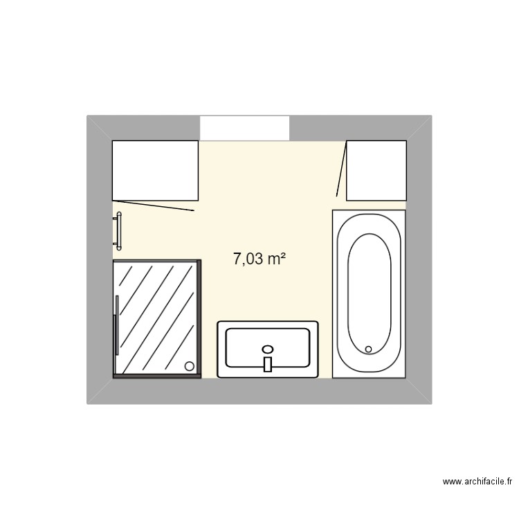 Salle de bain. Plan de 1 pièce et 7 m2