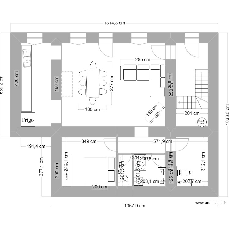 sunny . Plan de 6 pièces et 82 m2