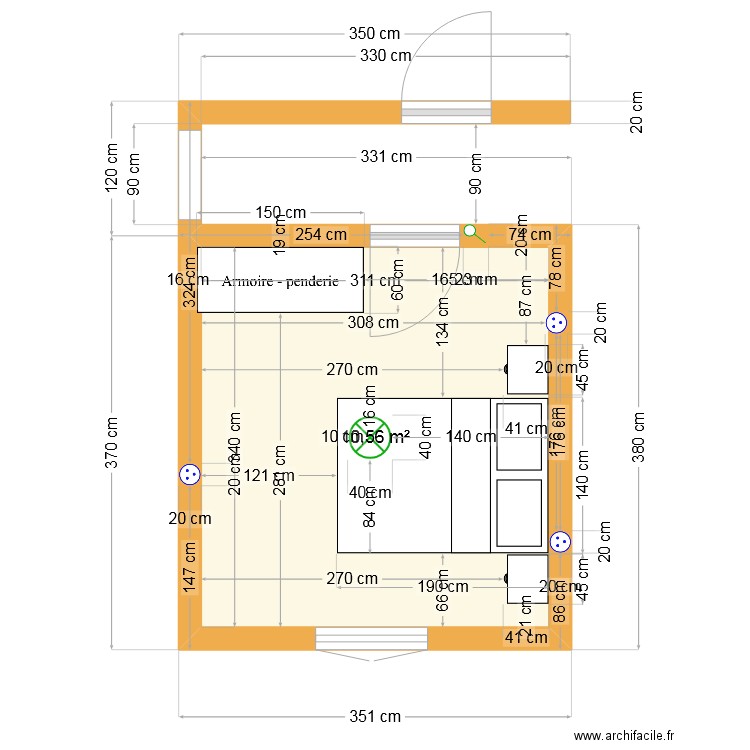 Clara. Plan de 1 pièce et 11 m2