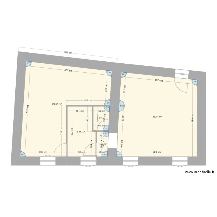 Apt 1 CONTI. Plan de 5 pièces et 59 m2