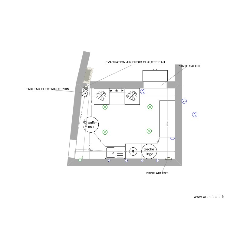 BUAN ALZONNE MATERIEL. Plan de 1 pièce et 10 m2