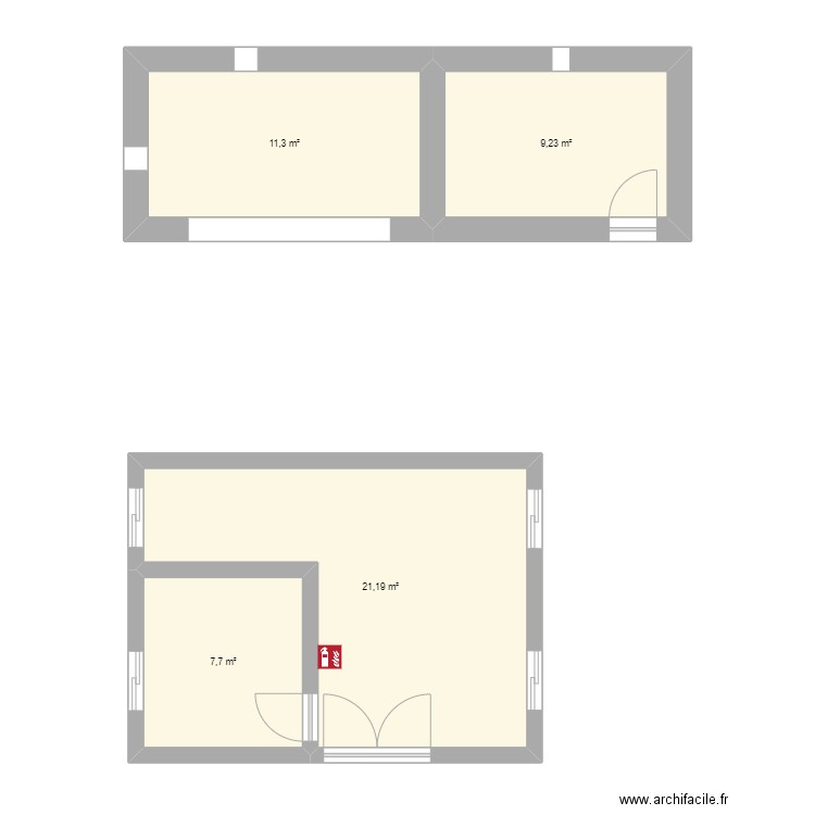 Batiment glycine. Plan de 4 pièces et 49 m2