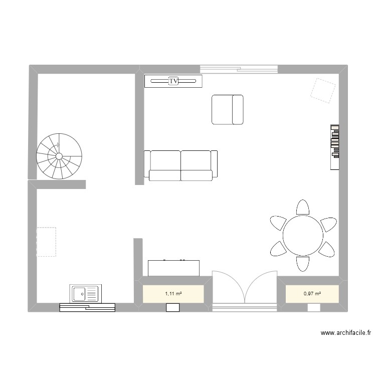 MARAIS. Plan de 2 pièces et 2 m2