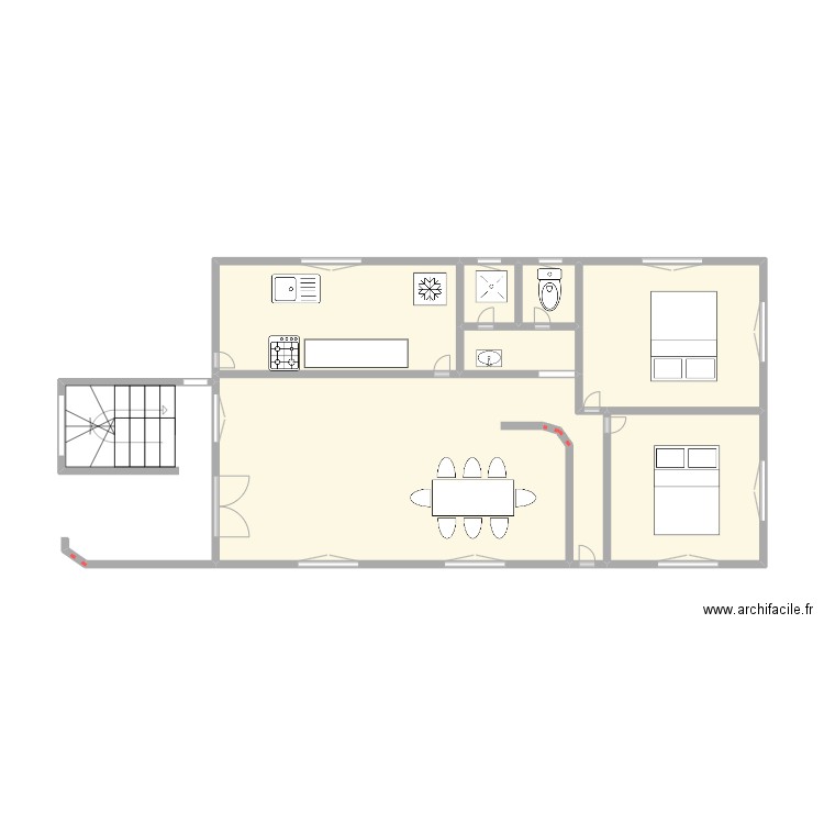 Afagnan. Plan de 7 pièces et 41 m2