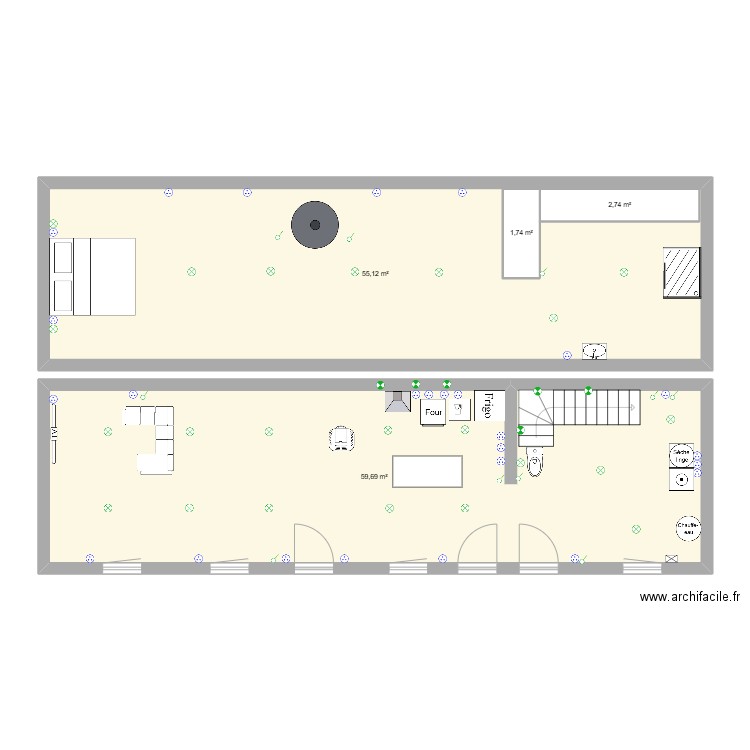 maison. Plan de 4 pièces et 124 m2