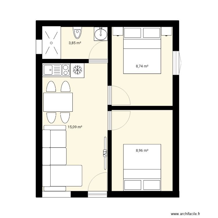 PLAN etage. Plan de 4 pièces et 37 m2