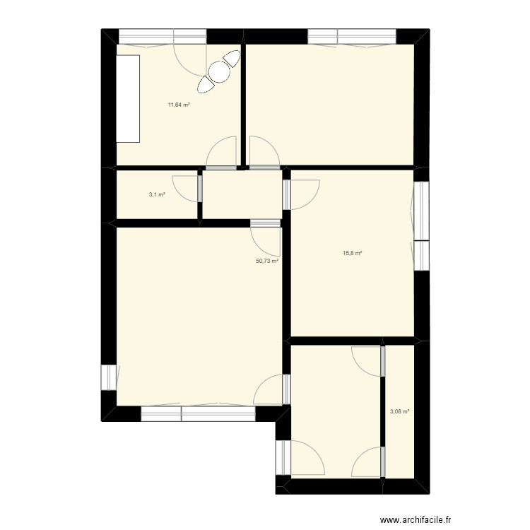 Echalier - REZ. Plan de 5 pièces et 84 m2