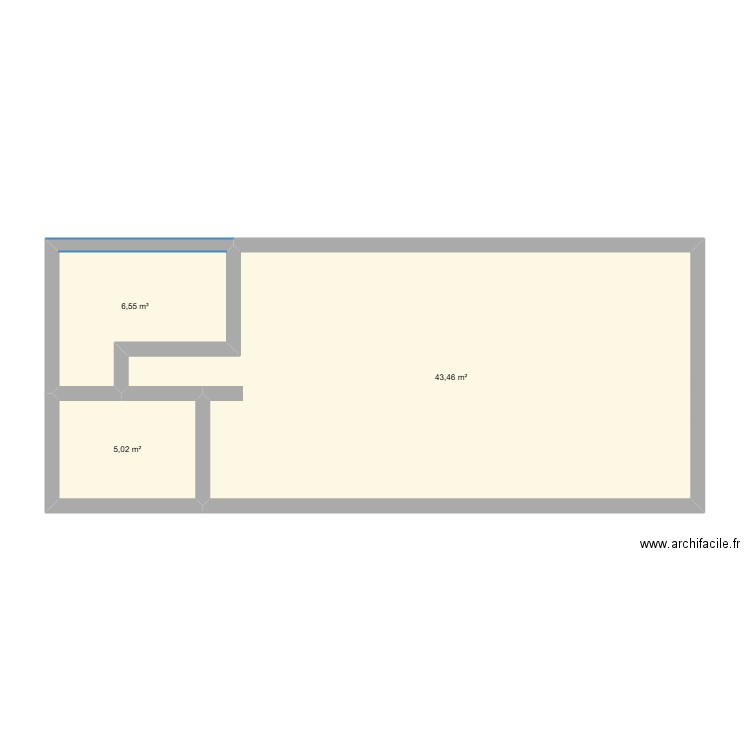 maison. Plan de 3 pièces et 55 m2