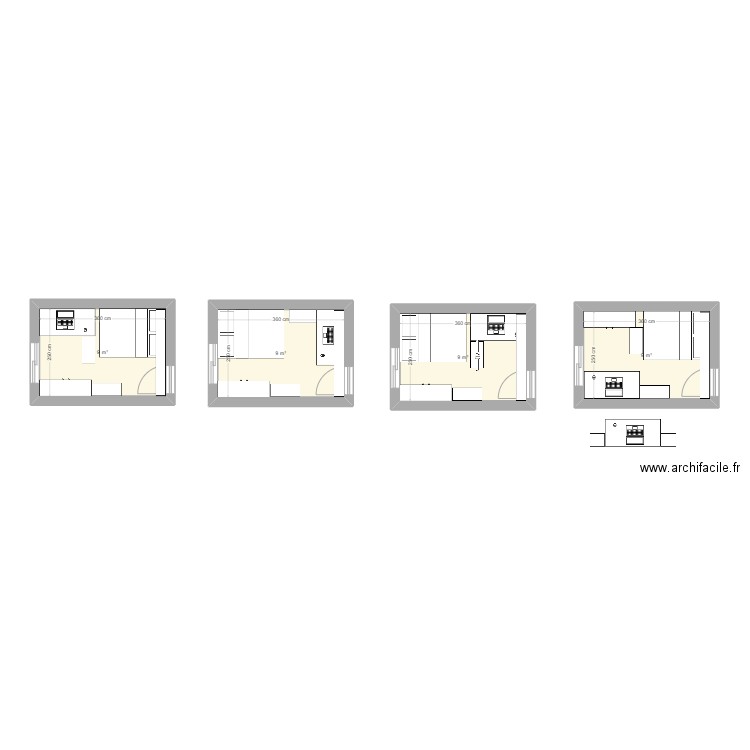 Chambre. Plan de 2 pièces et 18 m2