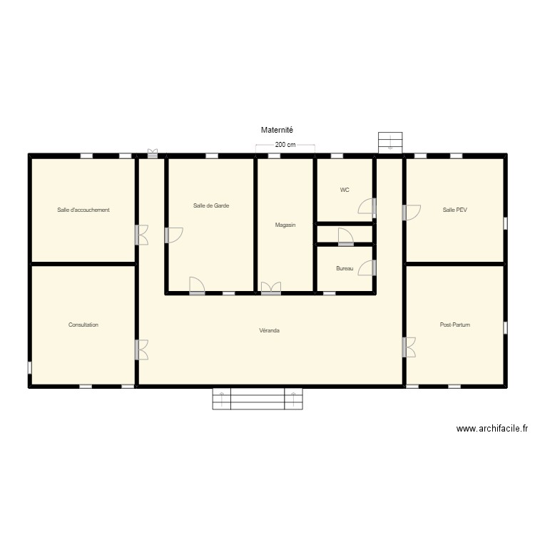 Vue en plan Maternité KPINNOU M. Plan de 10 pièces et 117 m2