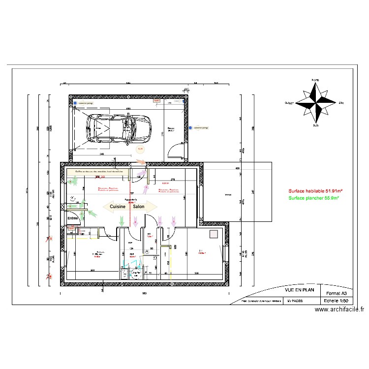 Cuisine et Salon - Réserves enduits et peintures. Plan de 0 pièce et 0 m2