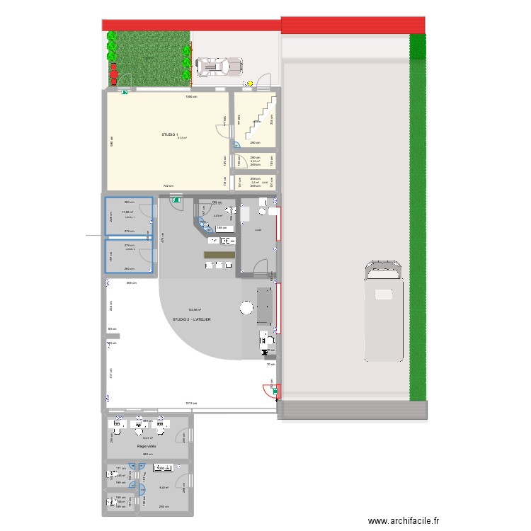 studio L'Atelier. Plan de 10 pièces et 210 m2