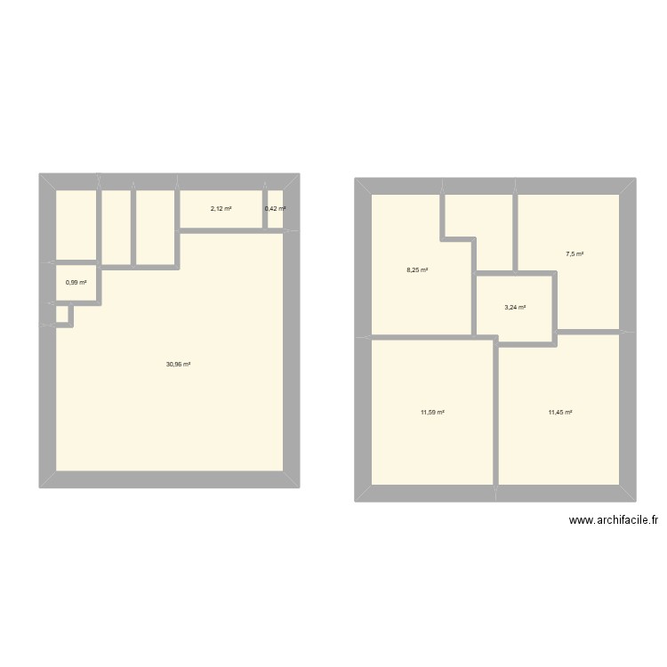 maison les marches. Plan de 14 pièces et 85 m2