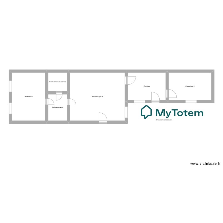 Nesrine. Plan de 6 pièces et 70 m2