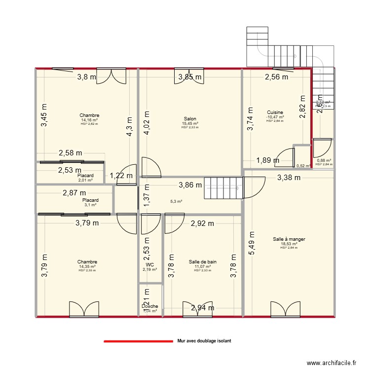 17 AV PLAN COTES REELLES. Plan de 15 pièces et 101 m2