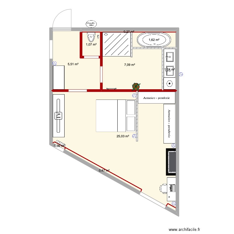 Appartement 1. Plan de 9 pièces et 42 m2