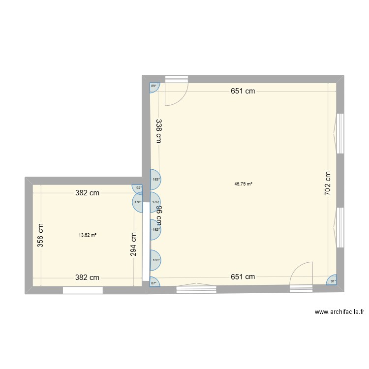 plan de masse. Plan de 2 pièces et 59 m2