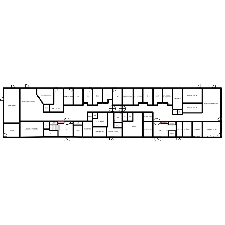 ROSIERS / ELSA RDC. Plan de 54 pièces et 685 m2