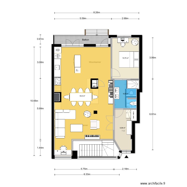 Rijnstraat 240 - ground floor project renovation. Plan de 5 pièces et 79 m2