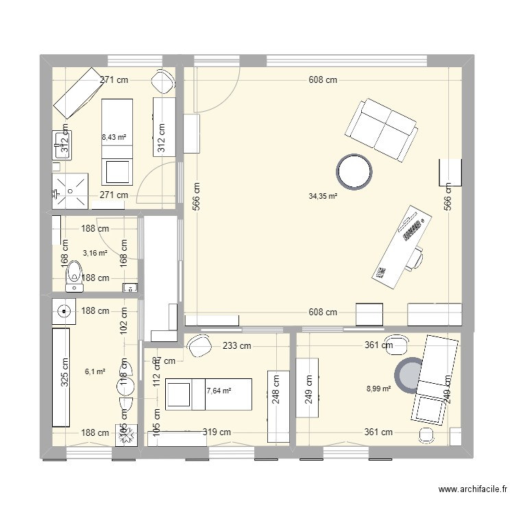 plan EMC stage Noëllie. Plan de 6 pièces et 69 m2