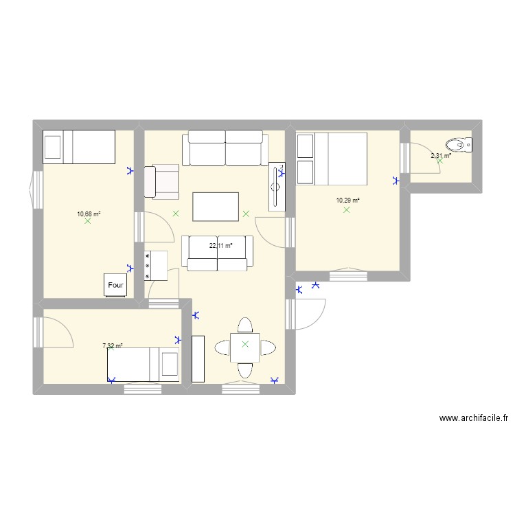 Maison Dada. Plan de 5 pièces et 53 m2