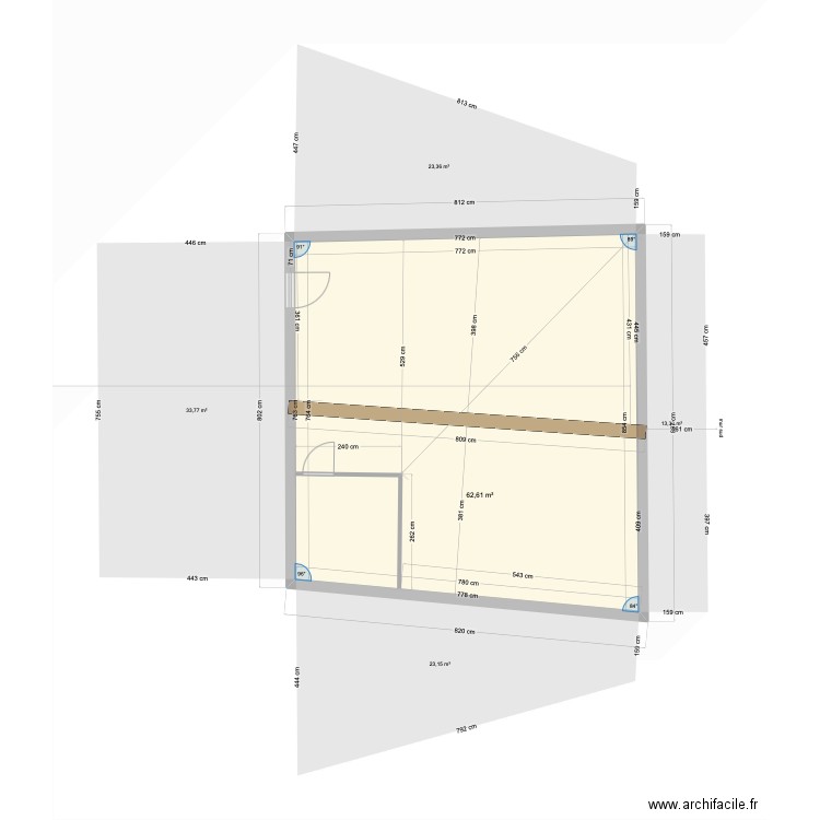 dressing grenier vierge. Plan de 1 pièce et 63 m2