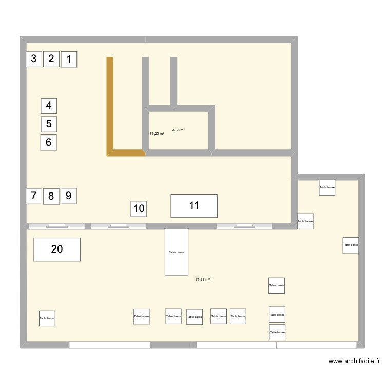 plan. Plan de 3 pièces et 159 m2