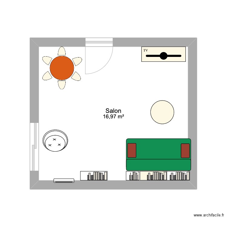 séjour. Plan de 1 pièce et 17 m2