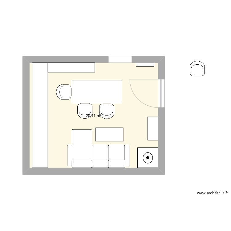 Cuisine. Plan de 1 pièce et 20 m2