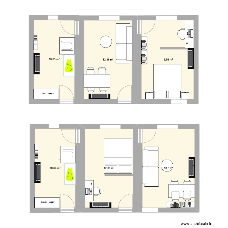 Home. Plan de 6 pièces et 73 m2