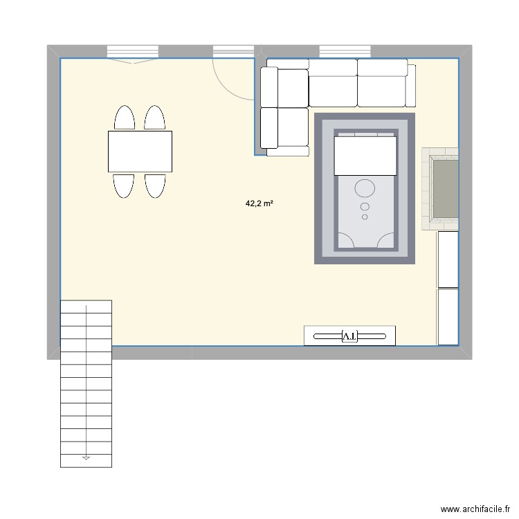 Chédigny Maison. Plan de 1 pièce et 42 m2