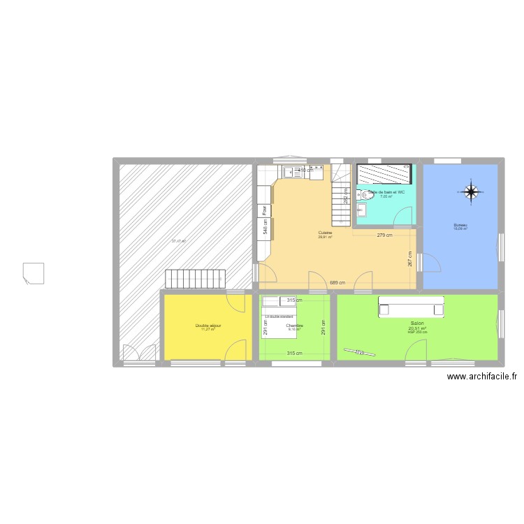 Plan de Hormach 2. Plan de 7 pièces et 133 m2